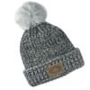 Polaris Women's Knit POM Beanie with Leather Polaris Patch Navy