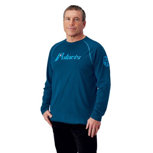 Polaris Men’s Long-Sleeve Retro Graphic Performance Shirt with Polaris Logo Navy