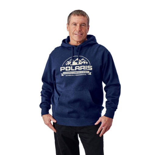 Polaris Men’s Roseau Hoodie Sweatshirt with Polaris Logo Navy Heather