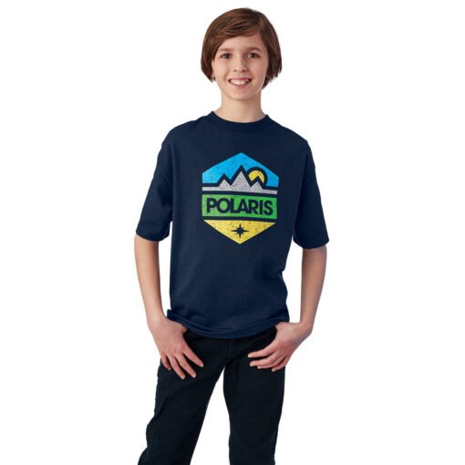 Polaris Youth Hex Graphic T-Shirt with Polaris Logo Navy