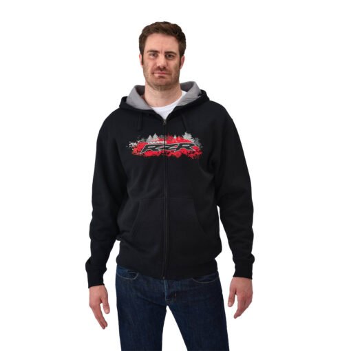 Polaris Men’s Full-Zip Hoodie Sweatshirt with RZR Logo Black/Red